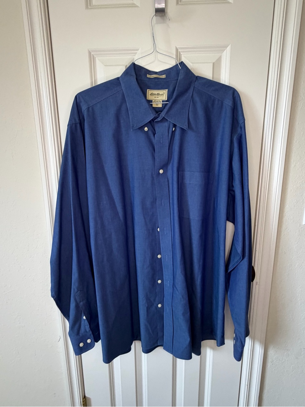 Eddie Bauer Wrinkle-Resistant Classic Long-Sleeve Button-Down Shirt in Blue